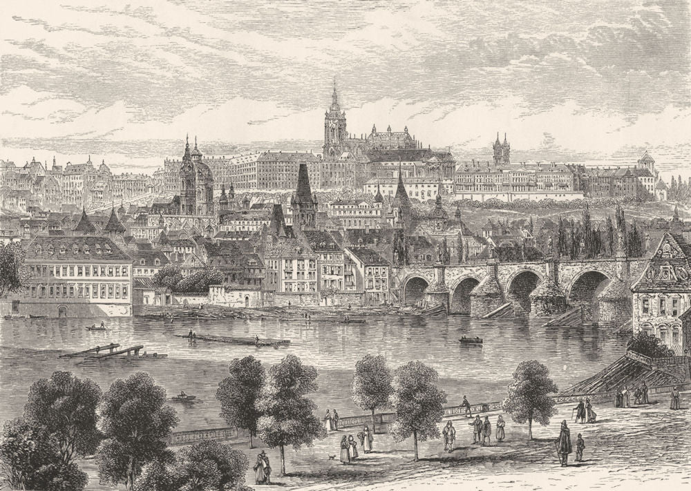 CZECH REPUBLIC. Prague c1893 old antique vintage print picture